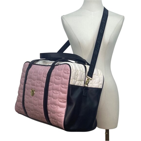 Luv Betsey Pink Quilted Cat Face With Shoulder Strap & Gold Accents Duffle Bag - Picture 2 of 15